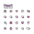 Set of line flat icon heart and love. Valentines day. Simple pictograms pack. Family, relationship, wedding, emotion. Vector on