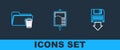 Set line Floppy disk backup, Delete folder and IV bag icon. Vector Royalty Free Stock Photo