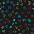 Set line Flowchart, Computer monitor screen, Clipboard with checklist and Laptop on seamless pattern. Vector