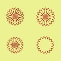 set of line flowers flat vector element design