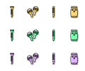 Set line Flute, Clarinet, Maracas and Conga drums icon. Vector Royalty Free Stock Photo