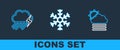 Set line Fog and cloud with sun, Cloud rain lightning and Snowflake icon. Vector Royalty Free Stock Photo