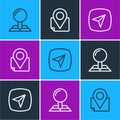 Set line Folded map with location marker, City navigation and icon. Vector
