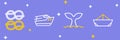 Set line Folded paper boat, Whale tail, Speedboat and Nautical rope knots icon. Vector