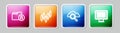 Set line Folder and lock, Browser with stocks market, Search cloud computing and Binary code. Colorful square button Royalty Free Stock Photo