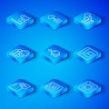 Set line Folder and lock, Data export, Server, report, File missing, Network cloud connection, analysis and Processor Royalty Free Stock Photo