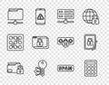 Set line Folder and lock, Password protection, Server, Data, Web Hosting, Cryptocurrency key, FTP folder, Secure your Royalty Free Stock Photo