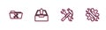 Set line Folder service, Crossed hammer and wrench, Upload inbox and Wrench gear icon. Vector Royalty Free Stock Photo