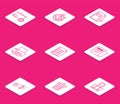 Set line Folder settings with gears, Briefcase, Document minus, Printer, File document, News, Megaphone and Trash can