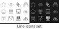 Set line Folder tree, Cloud mail server, Falling star, Server, Data, Web Hosting, Network cloud connection, Star Royalty Free Stock Photo