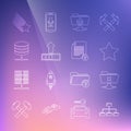 Set line Folder tree, FTP cancel operation, Star, folder download, Loading, Server, Data, Web Hosting, Falling star and Royalty Free Stock Photo