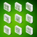 Set line Folder tree, Server, Data, Web Hosting, Hierarchy organogram chart, Hangar with servers, and lock, Cloud Royalty Free Stock Photo