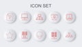 Set line Folder tree, Star, Computer network, Server, Data, Web Hosting, Unknown document, Mail server and Alien icon Royalty Free Stock Photo