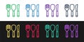 Set line Fork, spoon and knife icon isolated on black and white background. Cooking utensil. Cutlery sign. Vector Royalty Free Stock Photo