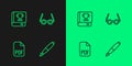 Set line Fountain pen nib, PDF file document, Book and Glasses icon. Vector