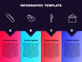 Set line French baguette bread, Bread loaf, Knife and Bag of flour. Business infographic template. Vector Royalty Free Stock Photo