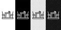 Set line French cafe icon isolated on black and white background. Street cafe. Table and chairs. Vector Royalty Free Stock Photo