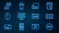 Set line Front end development, Color palette guide, Monitor and mobile, UI UX design, Computer mouse, and icon. Vector Royalty Free Stock Photo