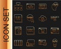 Set line Front end development, UI or UX design, Site map, Web and graphic, and Cloud computing lock icon. Vector Royalty Free Stock Photo