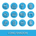 Set line Front end development, Web, UI or UX design, Mobile Apps, Bezier curve and Website statistic icon. Vector Royalty Free Stock Photo