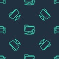Set line FTP folder upload, and Car on seamless pattern. Vector Royalty Free Stock Photo