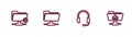 Set line FTP settings folder, Headphones with microphone, and upload icon. Vector Royalty Free Stock Photo