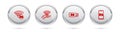 Set line 5G network, , modem and Mobile with. Silver circle button. Vector
