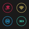Set line 5G network, modem, Wi-Fi wireless and icon. Vector Royalty Free Stock Photo