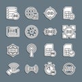 Set line 5G network, Sim card, Digital speed meter, Server and icon. Vector Royalty Free Stock Photo