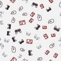 Set line Game controller or joystick, Computer mouse, and Portable video game console on seamless pattern. Vector Royalty Free Stock Photo