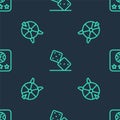 Set line Game dice, Lucky wheel and Online poker table game on seamless pattern. Vector