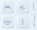 Set line Gamepad, 3d modeling, Virtual reality and VR controller game. White square button. Vector