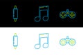 Set line Gamepad, Rolling pin and Music note, tone icon. Vector