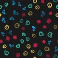 Set line Gamepad setting, Time management, Stopwatch and Hourglass on seamless pattern. Vector