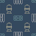Set line Garden fence wooden, Toilet bowl and Electrical outlet on seamless pattern. Vector