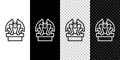 Set line Gargoyle on pedestal icon isolated on black and white background. Vector