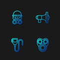 Set line Gas mask, Walkie talkie, and Megaphone. Gradient color icons. Vector Royalty Free Stock Photo