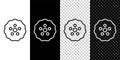Set line Gear icon isolated on black and white,transparent background. Cogwheel gear settings sign. Cog symbol. Vector Royalty Free Stock Photo