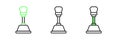 Set line Gear shifter icon isolated on white background. Manual transmission icon. Vector