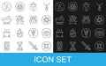 Set line Gemini zodiac, Masons, Tarot cards, Christian cross, Magic ball, Mortar and pestle, Yin Yang and Spider icon