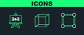 Set line Geometric figure Square, Chalkboard and Cube icon. Vector