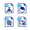 Set line GIF file document, AVI, PPT and OBJ icon. Vector Royalty Free Stock Photo