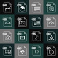 Set line GIF file document, OBJ, PHP, TXT, TIFF, XML, SVG and PDF icon. Vector Royalty Free Stock Photo