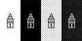 Set line Giralda in Seville Spain icon isolated on black and white background. Vector