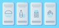 Set line Glass bottle with milk and glass, Grater, Muffin and Cupcake icon. Vector Royalty Free Stock Photo
