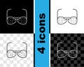Set line Glasses for the blind and visually impaired icon isolated on black and white, transparent background. Vector