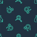 Set line Global economic crisis, Money bomb dollar and bag on seamless pattern. Vector Royalty Free Stock Photo