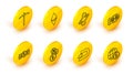 Set line Globe and cryptocurrency coin Bitcoin, Cryptocurrency Dash, bitcoin circle with microchip circuit, Mining farm