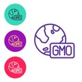 Set line GMO icon isolated on white background. Genetically modified organism acronym. Dna food modification. Set icons Royalty Free Stock Photo
