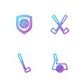 Set line Golf club with ball, , shield and Crossed golf. Gradient color icons. Vector Royalty Free Stock Photo